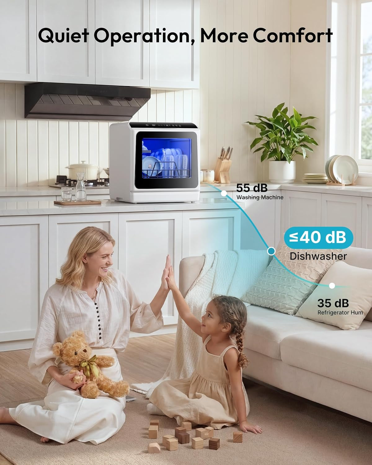 Portable Countertop Dishwasher, 6 Programs