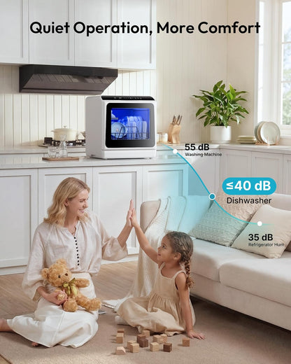 Portable Countertop Dishwasher, 6 Programs