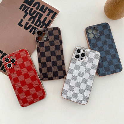 Plaid Checkerboard Leather Phone Case