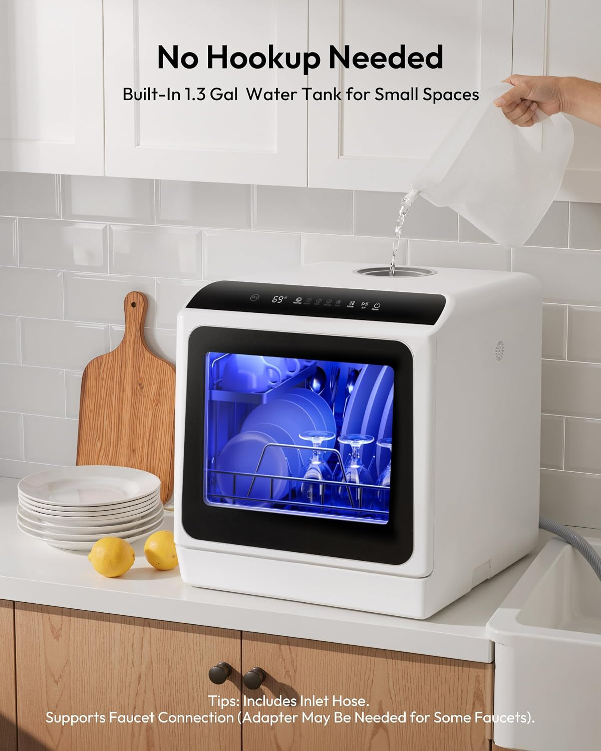 Portable Countertop Dishwasher, 6 Programs