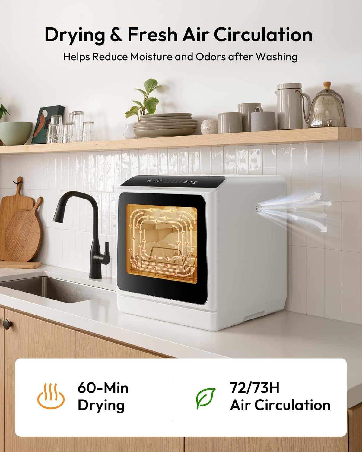 Portable Countertop Dishwasher, 6 Programs