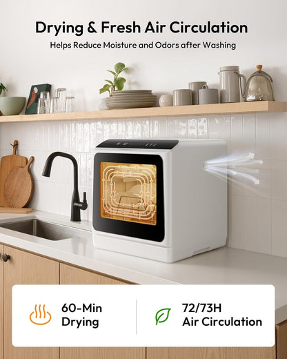 Portable Countertop Dishwasher, 6 Programs