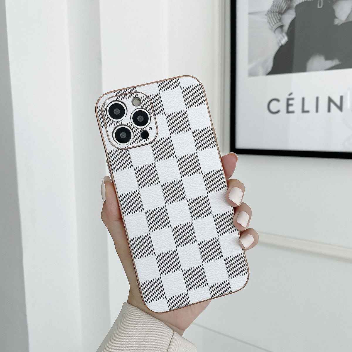 Plaid Checkerboard Leather Phone Case