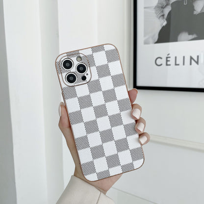 Plaid Checkerboard Leather Phone Case