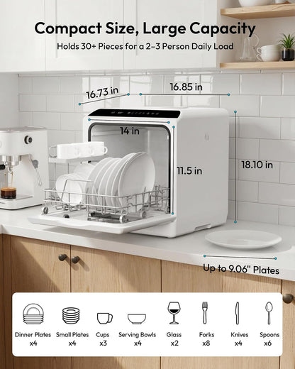 Portable Countertop Dishwasher, 6 Programs