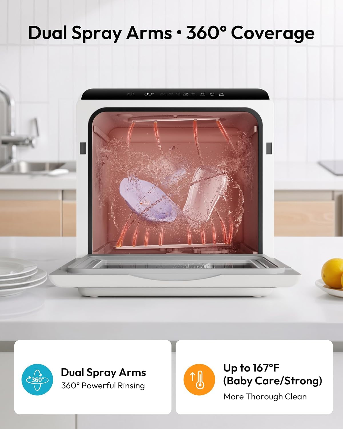 Portable Countertop Dishwasher, 6 Programs