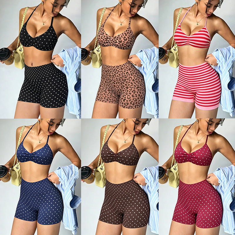 Halter Bra & High-Waist Butt-Lifting Shorts Set