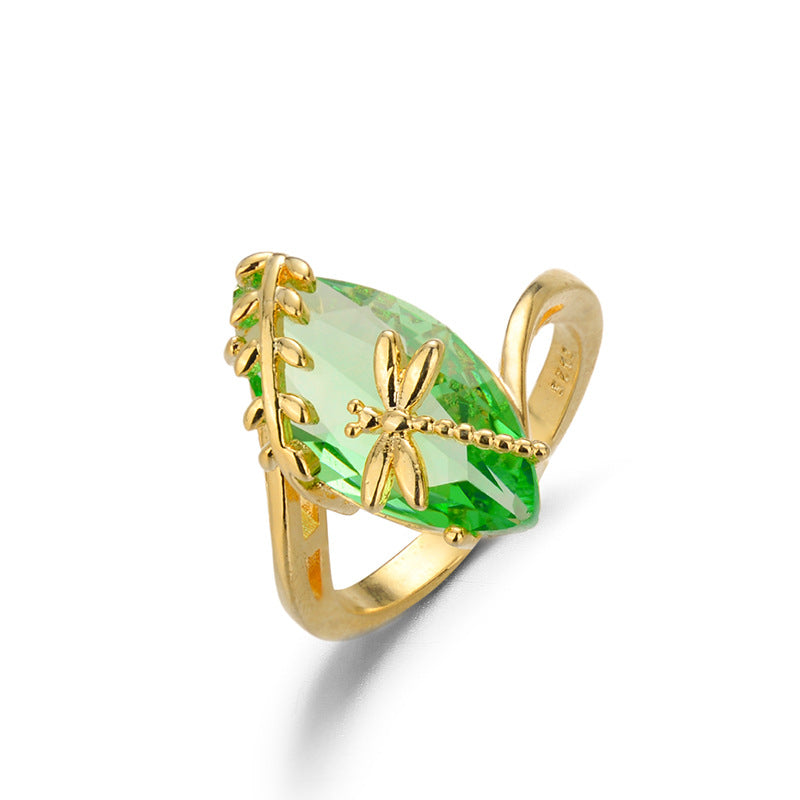 Dragonfly Olive Emerald Ring