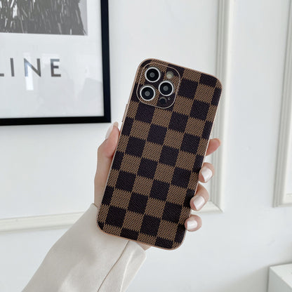 Plaid Checkerboard Leather Phone Case